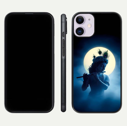 Divine Moon Flute Glass Case for iPhone 11 dual-view layout displaying soft night tones and curved polish