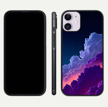 Dreamy Cloud Skies Glass Case for iPhone 11 dual-view layout displaying calm sky art and smooth curve