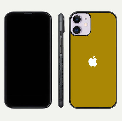 Golden Luxe Aura Glass Case for iPhone 11 front and back view layout highlighting premium tone and curved glass