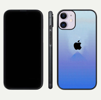 Gradient Apple Vibe Glass Case for iPhone 11 front and back view layout highlighting minimalist Apple design and curved edges