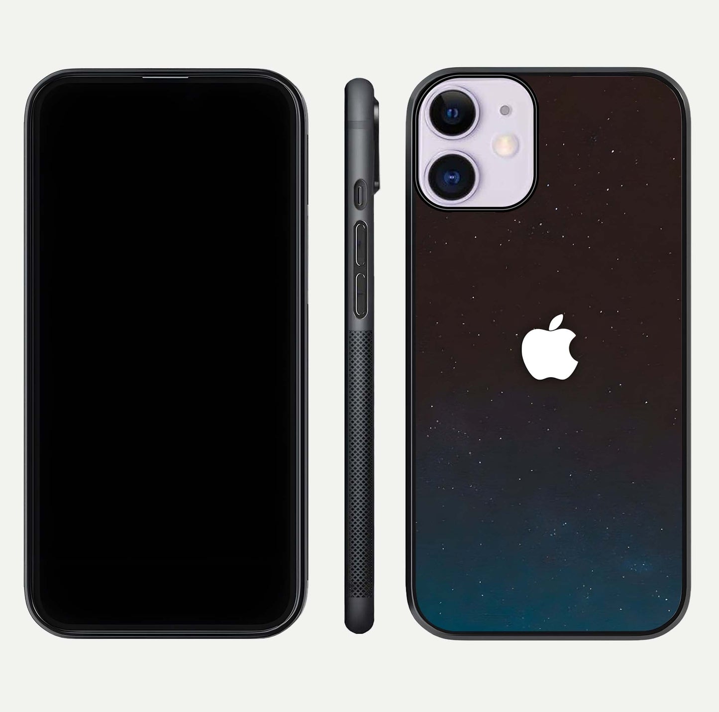 Green Emerald Apple Logo Glass Case for iPhone 11 front and back view layout highlighting vibrant tones and curved glass