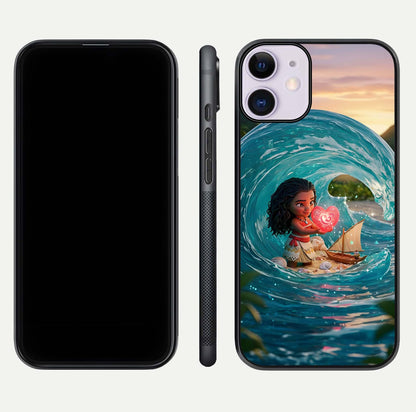 Heart of Ocean Glass Case for iPhone 11 front and back view layout highlighting sea-themed art and curved glass edges