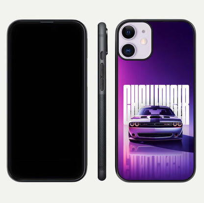 Midnight Muscle Ride Glass Case for iPhone 11 front & back layout with dark automotive tones and edges