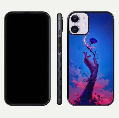 Mystic Hand Glass Case for iPhone 11 front & back layout highlighting mystic design and smooth edges