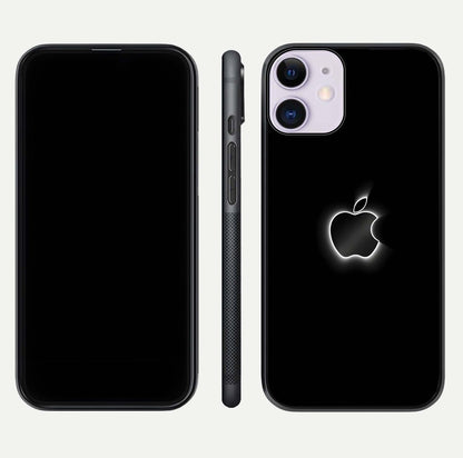 Neon Apple Glow Glass Case for iPhone 11 front & back layout showing bright tones and edge curve
