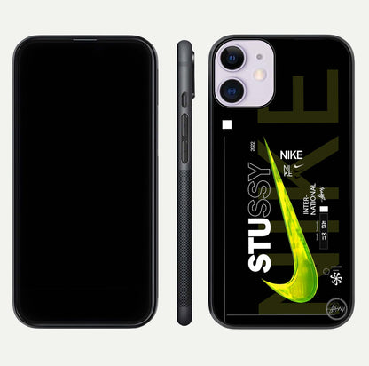 Neon Street Edition Glass Case for iPhone 11 front & back layout highlighting street art vibe and edges