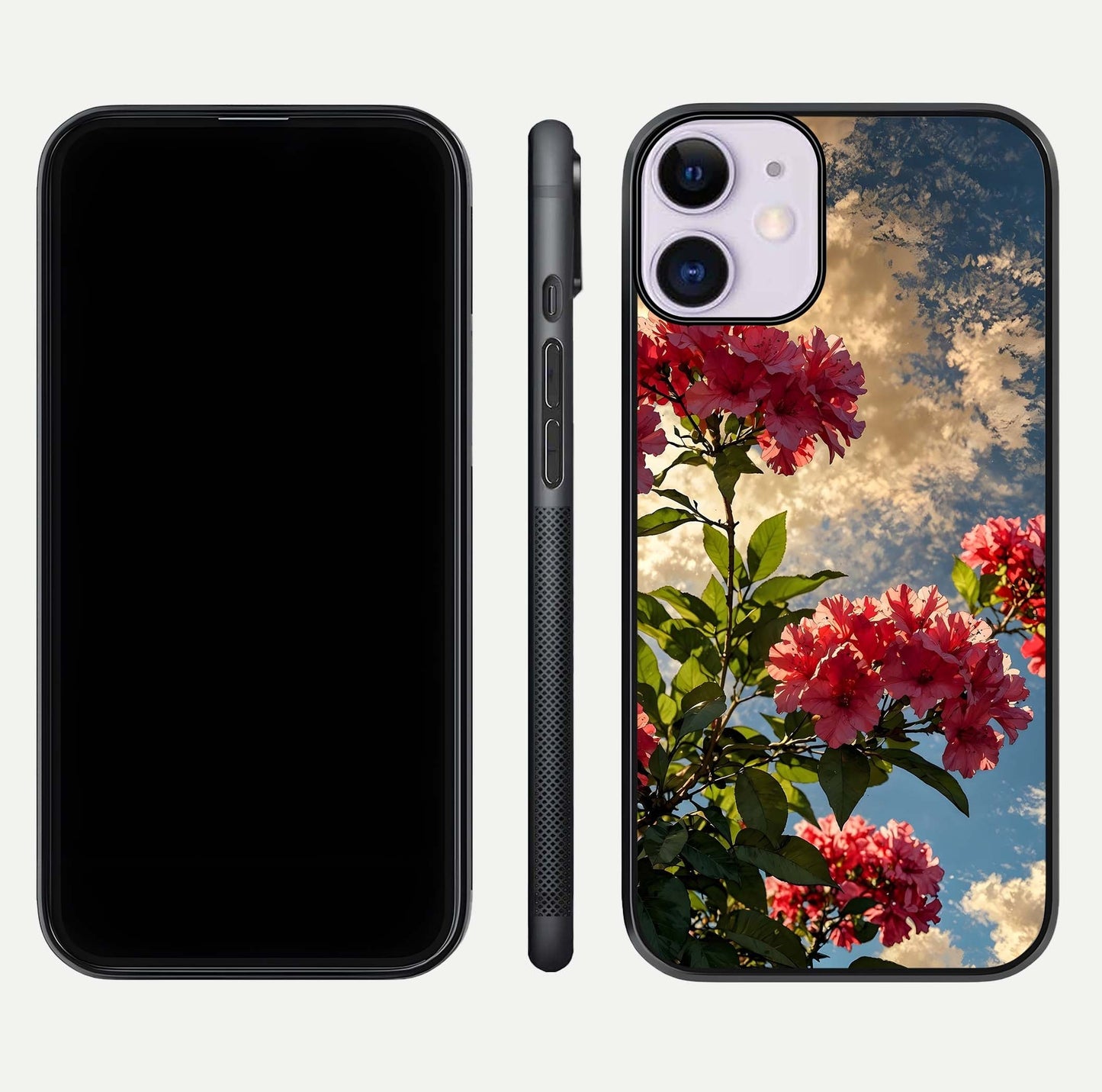 Red Bloom Skies Glass Case for iPhone 11 front & back layout showing soft gradient sky tones and edges