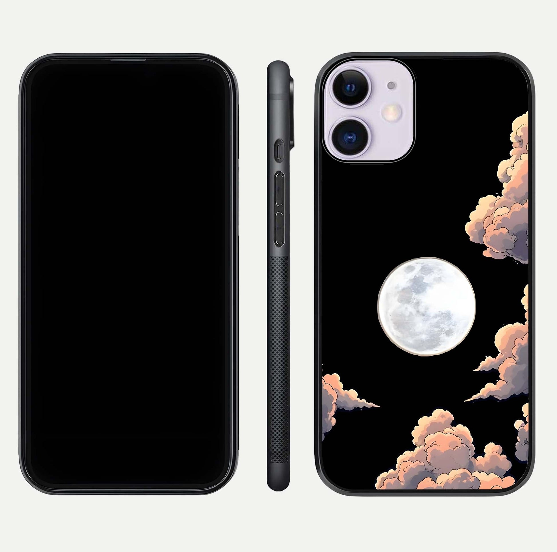 Shade Cloud Moon Glass Case for iPhone 11 front & back layout showing soft gradient tones and edges
