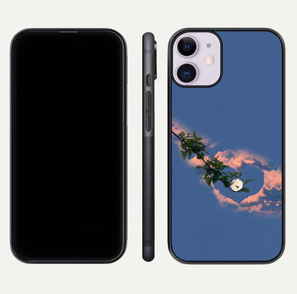 Sky Under Tree Glass Case for iPhone 11 front & back layout showing sky tones and curved glass edge