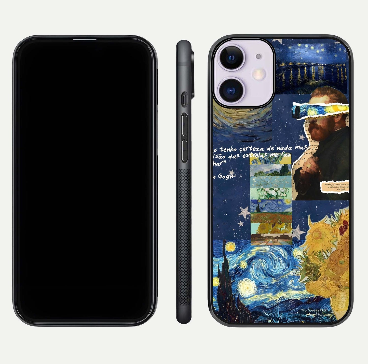 Starry Dream Vision Glass Case for iPhone 11 front & back layout showing star blend and smooth edges