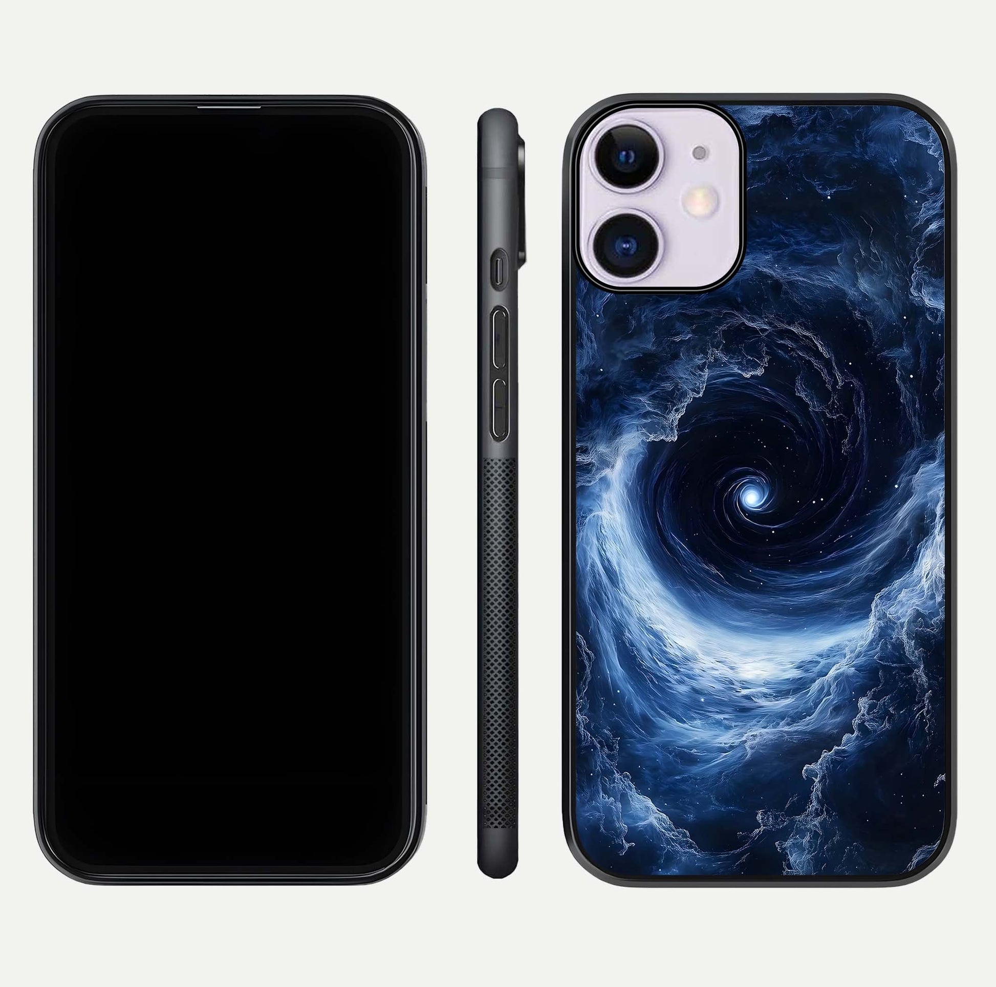 Stunning Galaxy Glass Case for iPhone 11 front & back layout showing deep cosmic hues and clean edges