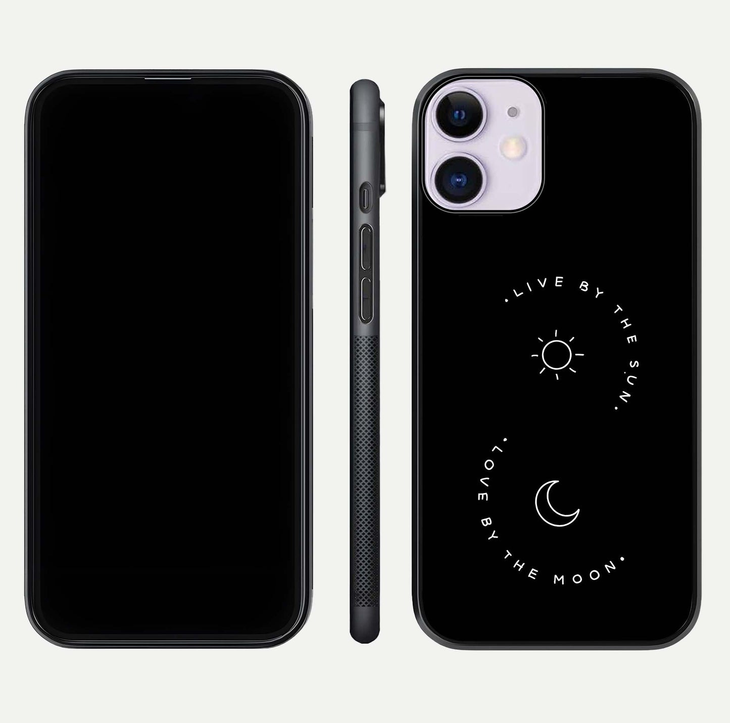 Sun Moon Balance Glass Case for iPhone 11 front & back layout showing smooth gradient and balanced design