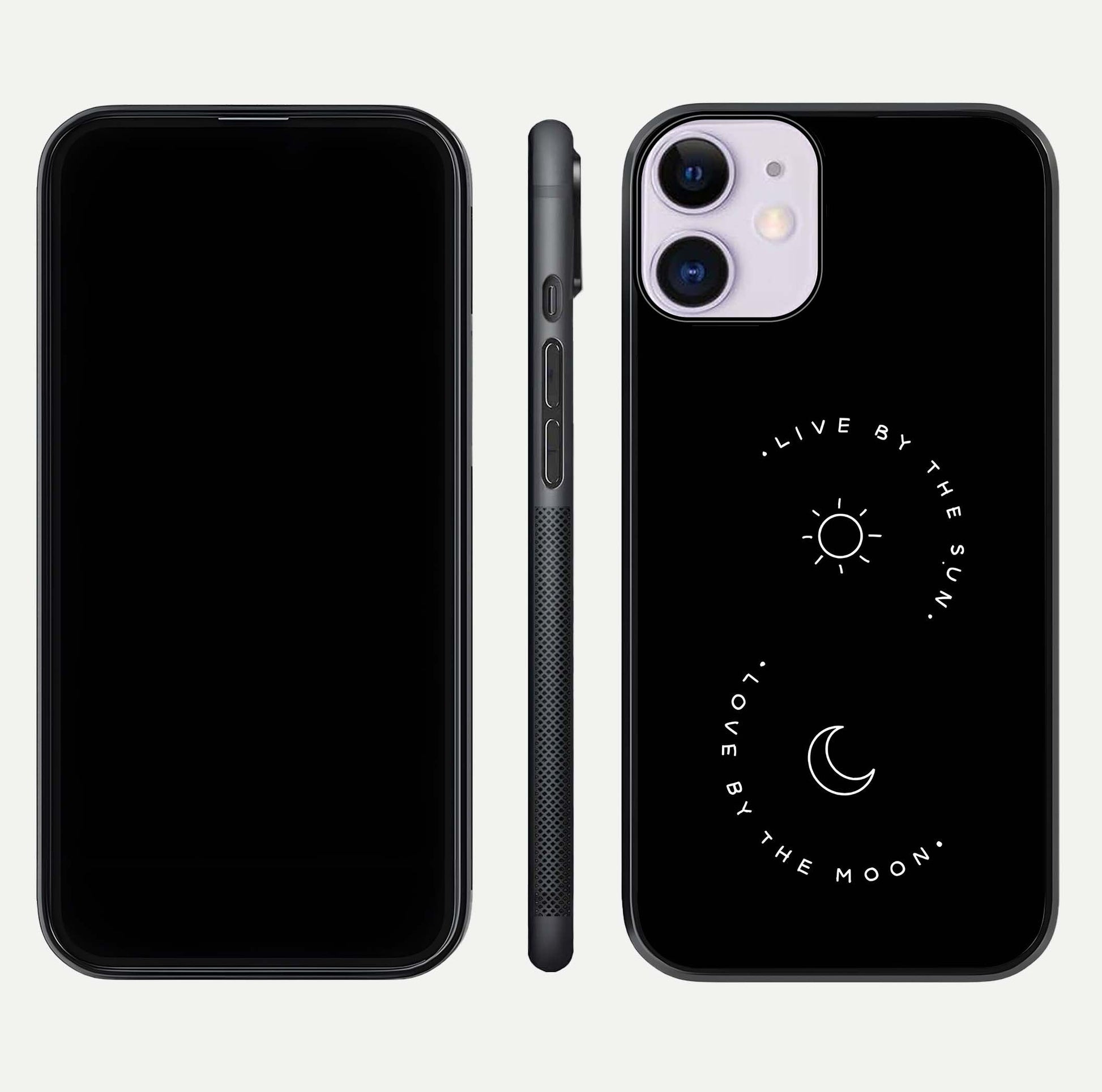 Sun Moon Balance Glass Case for iPhone 11 front & back layout showing smooth gradient and balanced design