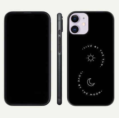 Sun Moon Balance Glass Case for iPhone 11 front & back layout showing smooth gradient and balanced design