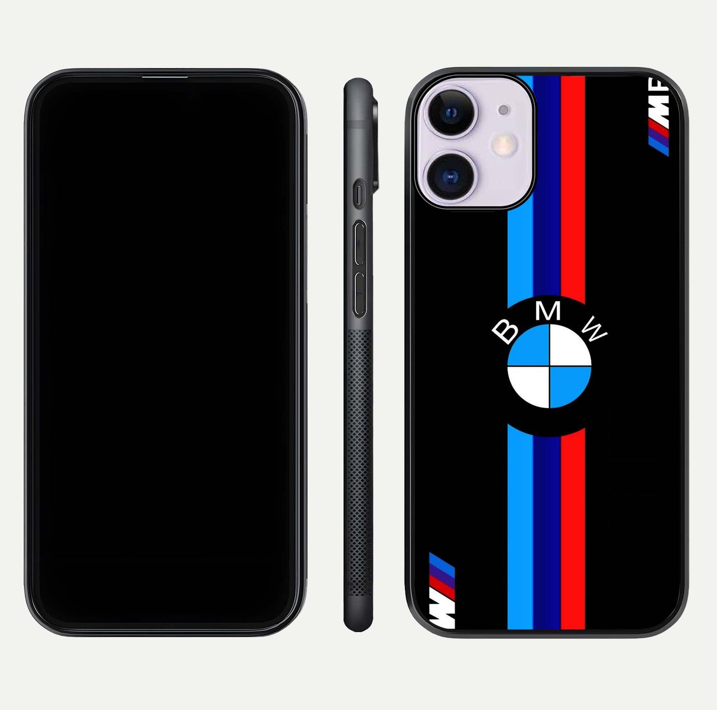 Turbo BMW Beast Glass Case for iPhone 11 front & back layout showing bold design and smooth finish