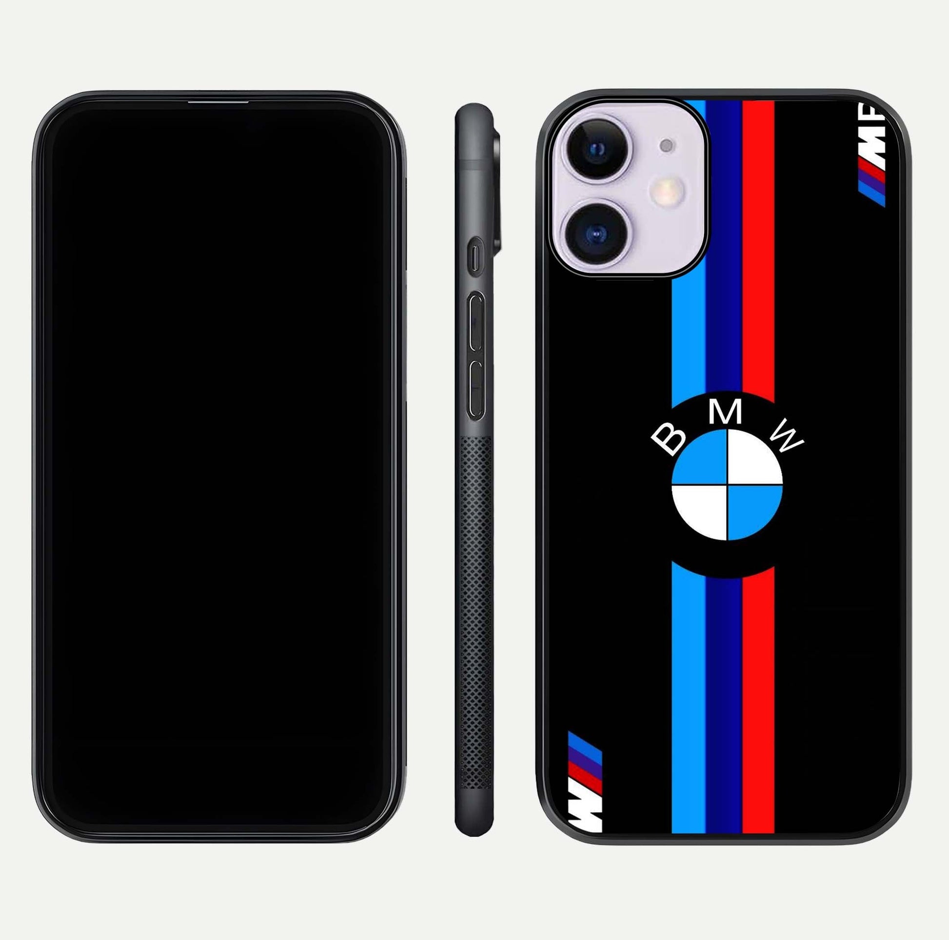Turbo BMW Beast Glass Case for iPhone 11 front & back layout showing bold design and smooth finish