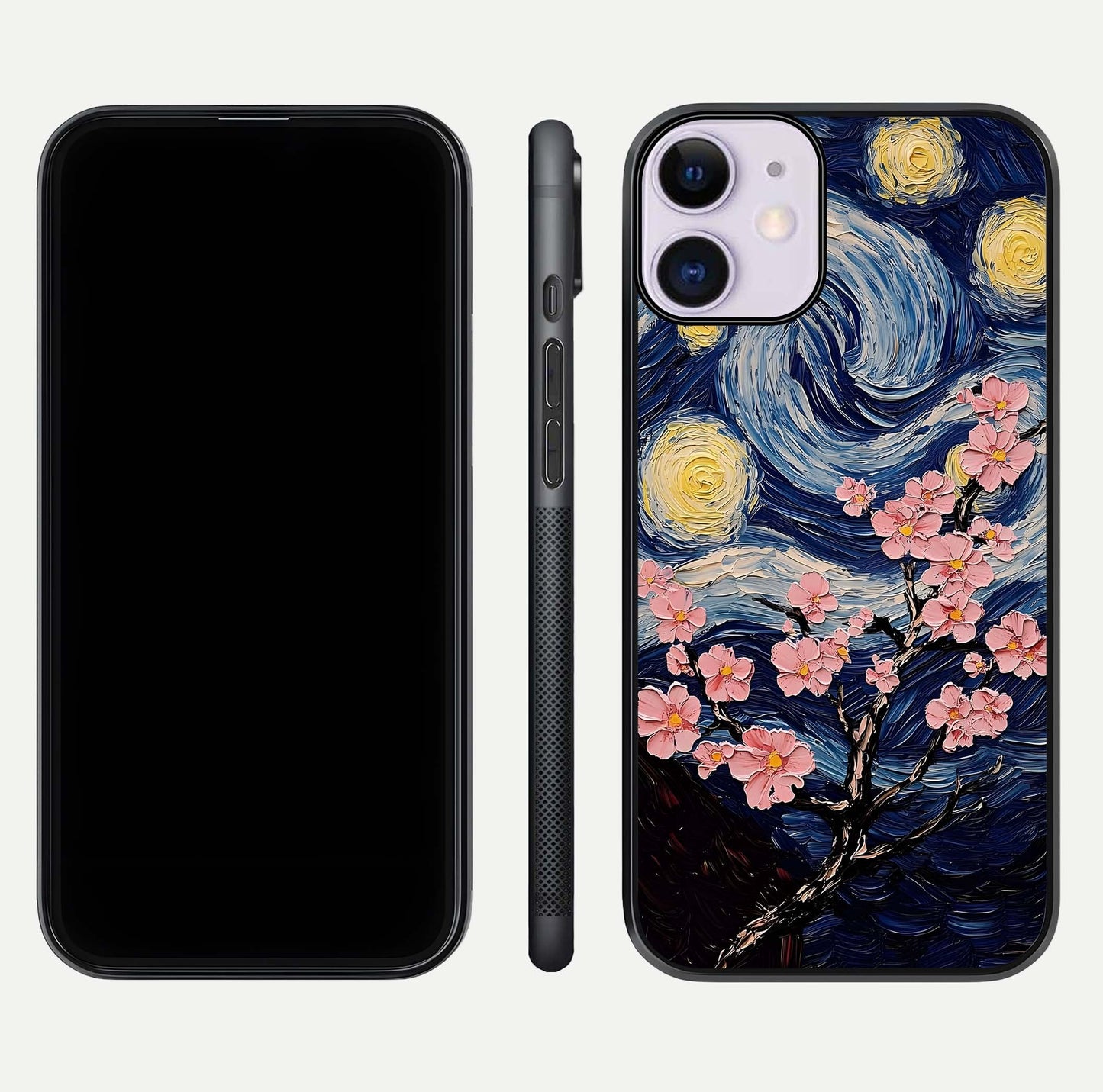 Van Gogh Scenery Glass Case for iPhone 11 front & back layout showing vibrant tones and detailed design