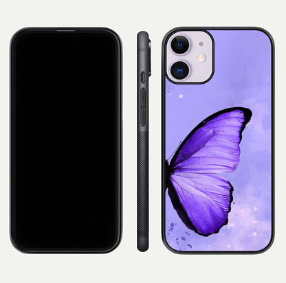 Violet Dream Wing Glass Case for iPhone 11 front & back layout showing violet tones and smooth edges