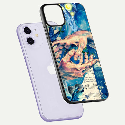 Aesthetic Divider Glass Case for iPhone 16 Pro floating dual-view mockup showing edge design and detailed divider gloss texture