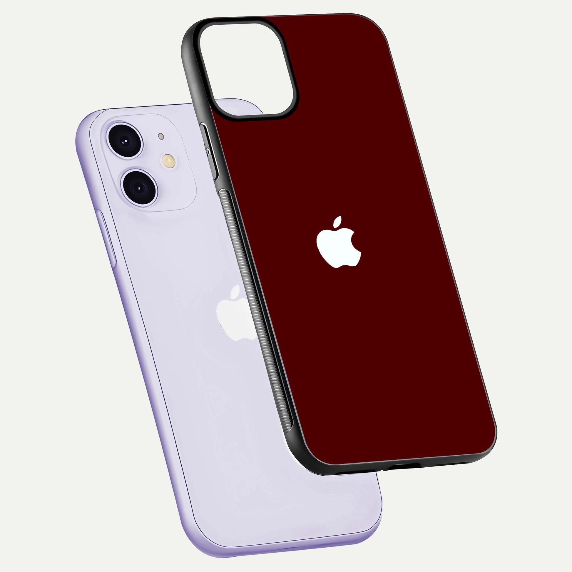 Apple Crimson Core Glass Case for iPhone 11 floating mockup with red-gloss effect and metallic Apple design