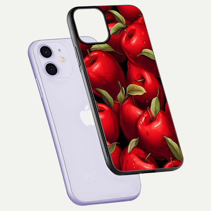 Apple Pattern Glass Case for iPhone 11 floating mockup with smooth edge detailing and pattern clarity