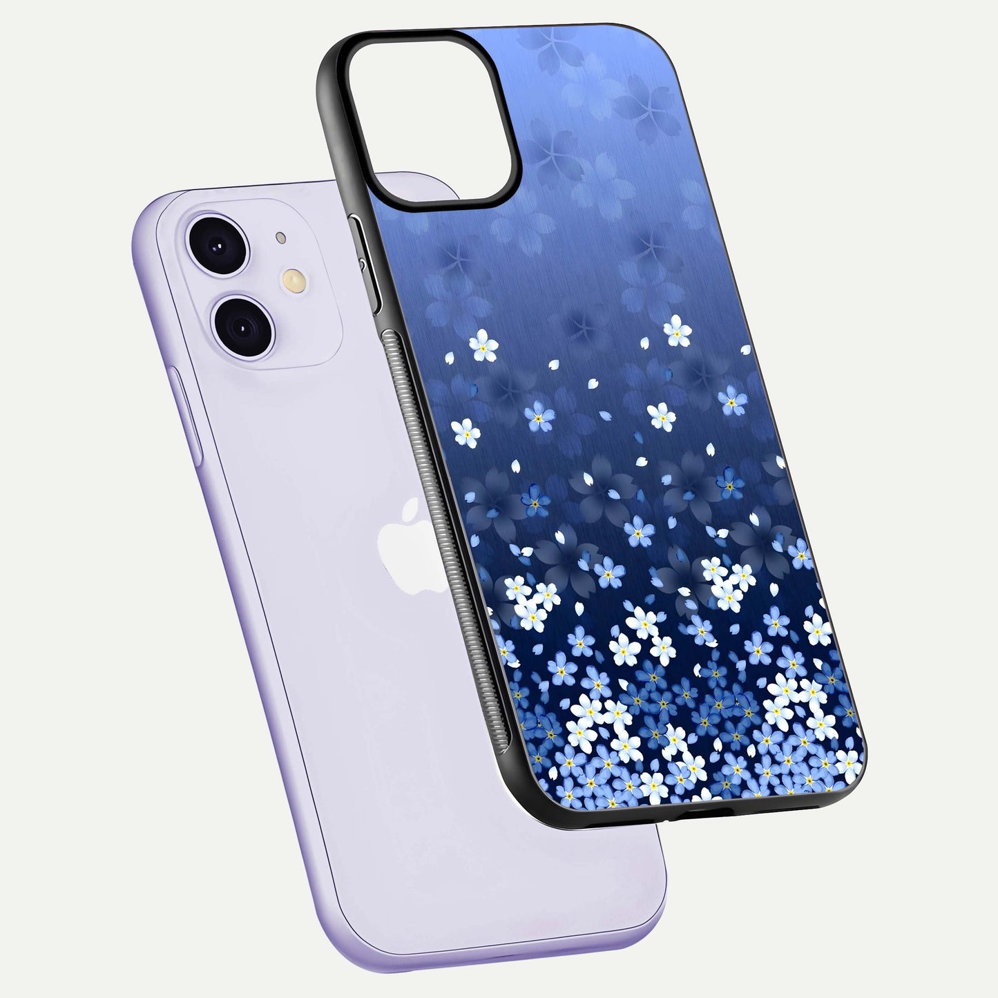 Blue Starry Glass Case for iPhone 11 floating mockup capturing cosmic tone and HD gloss texture