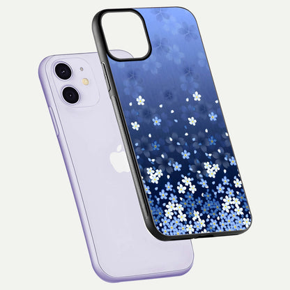 Blue Starry Glass Case for iPhone 11 floating mockup capturing cosmic tone and HD gloss texture