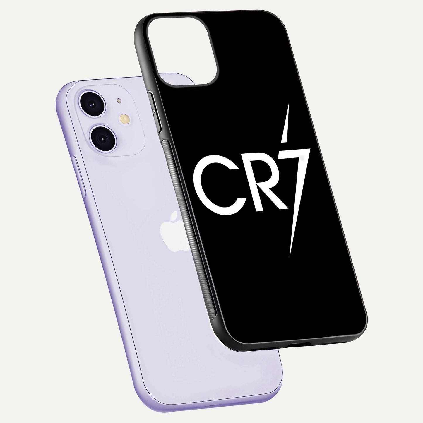 CR7 Elite Strike Glass Case for iPhone 11 floating mockup displaying HD gloss and sporty texture