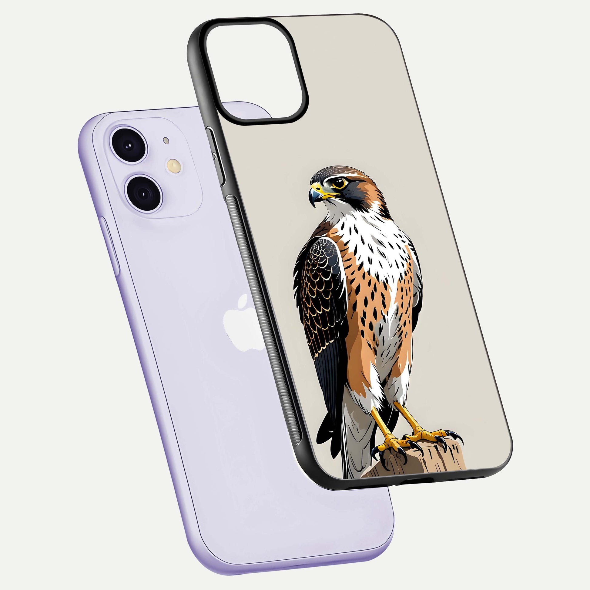 Clever Eagle Glass Case for iPhone 11 floating mockup displaying sharp gloss and art contrast