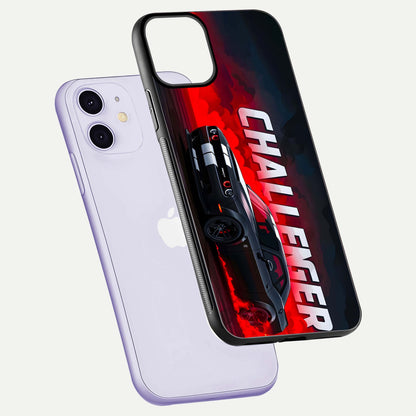 Crimson Challenger Fury Glass Case for iPhone 11 floating mockup showing HD gloss and sleek shine