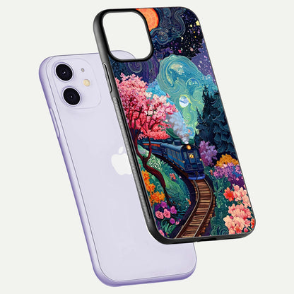 Digital Art Glass Case for iPhone 11 floating mockup showing HD gloss and smooth reflection