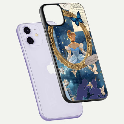 Midnight Queen Glass Case for iPhone 11 floating dual-view mockup showing HD glass shine and luxury art