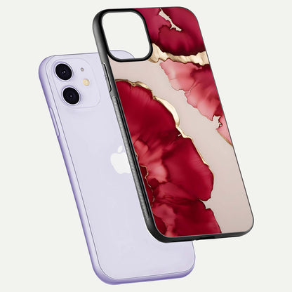 Pink & White Marble Glass Case For iPhone 11