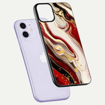 Red & White Marble Glass Case For iPhone 11
