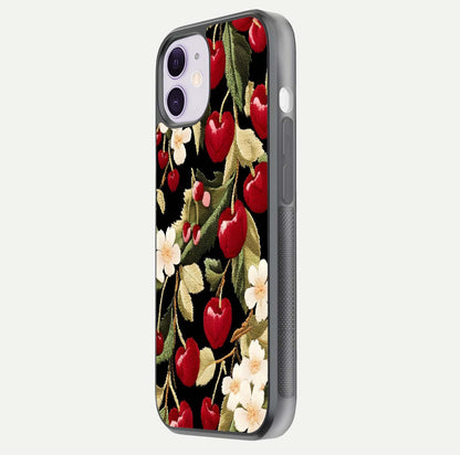 Bloom Thread Art Glass Case for iPhone 11 side-angle image showing texture depth and gloss reflection