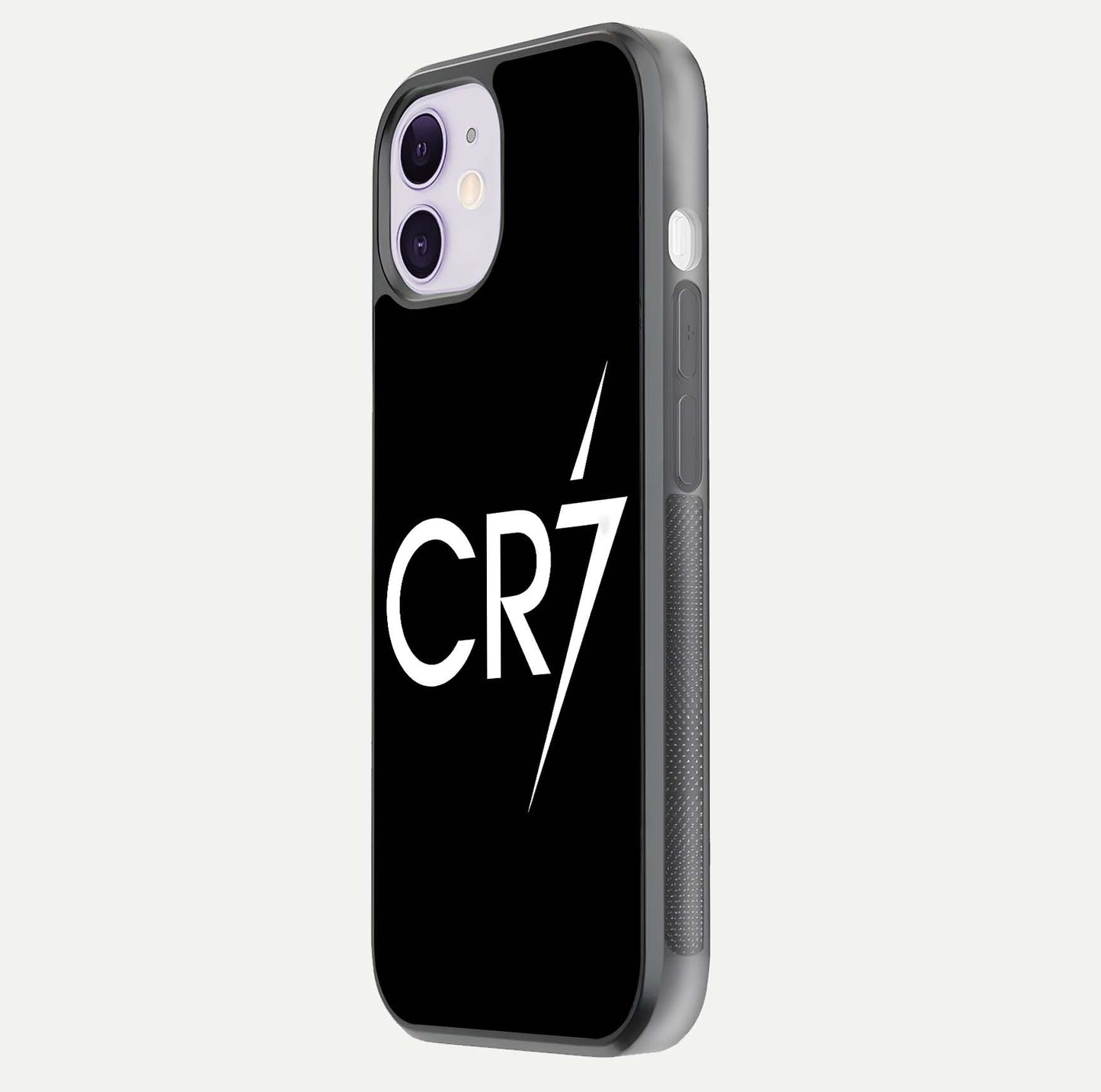 CR7 Elite Strike Glass Case for iPhone 11 side-angle image showing polished edges and vibrant design
