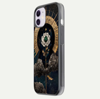 Celestial Lotus Morang Glass Case for iPhone 11 side-angle image capturing shine and smooth curvature