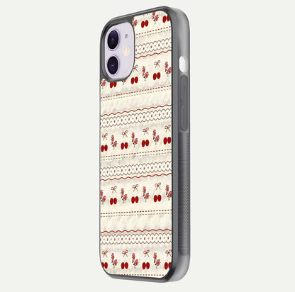 Cherry Bloom Charm Glass Case for iPhone 11 side-angle photo showing flower detail and edge light
