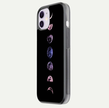 Crimson All Planets Glass Case for iPhone 11 side-angle photo capturing edge glow and glass reflection