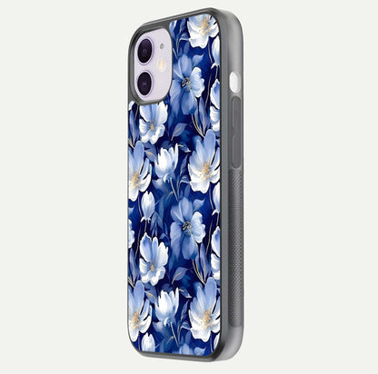 Cute Floral Patterns Glass Case for iPhone 11 side-angle image showing polished surface and gloss tone