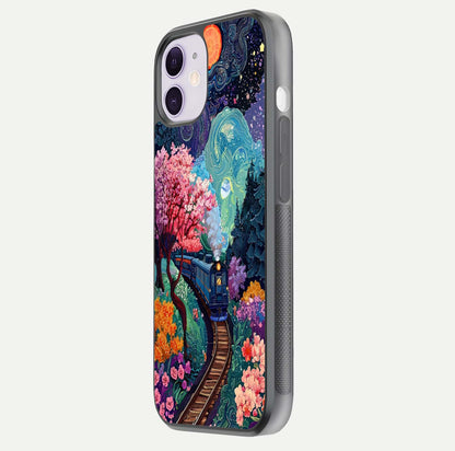 Digital Art Glass Case for iPhone 11 side-angle photo showing shine depth and artistic clarity