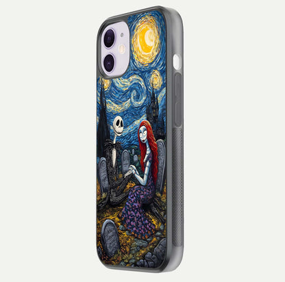 Eternal Night Love Glass Case for iPhone 11 side-angle photo showing edge shine and soft reflection