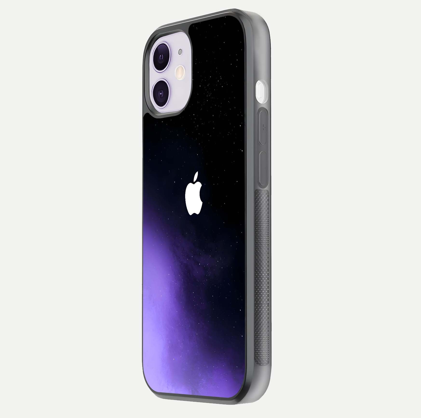 Galaxy Apple Aura Glass Case for iPhone 11 side-angle image showing glossy surface and soft reflection hues