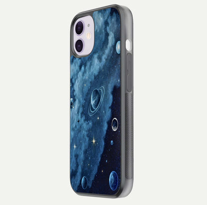 Galaxy Dream Space Glass Case for iPhone 11 side-angle image capturing reflection clarity and galactic texture