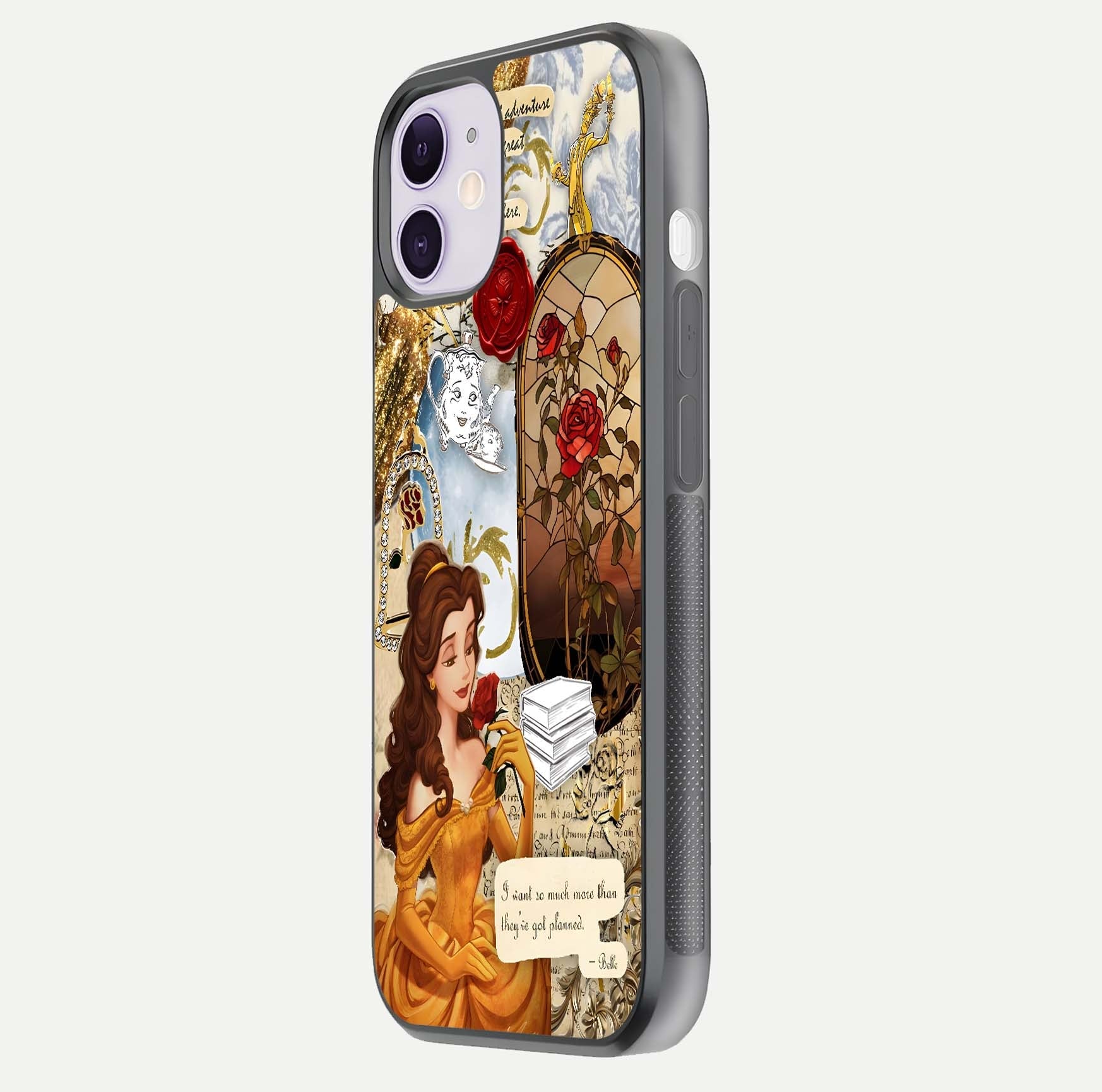 Golden Dream Belle Glass Case for iPhone 11 side-angle image showing reflective edges and premium golden tint