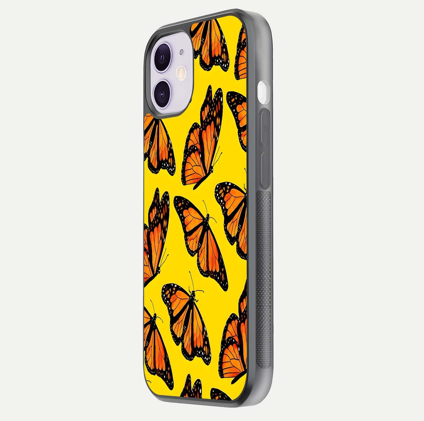 Golden Wing Flight Glass Case for iPhone 11 side-angle image showing polished surface and golden gradient