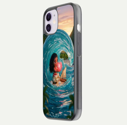 Heart of Ocean Glass Case for iPhone 11 side-angle image showing reflection clarity and deep ocean texture