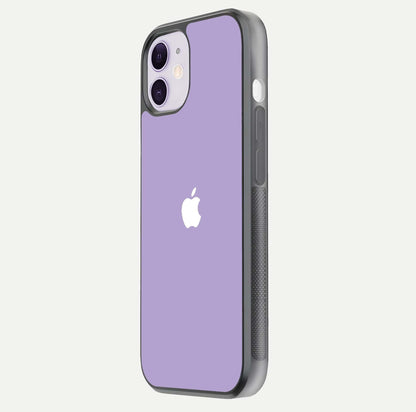 Lavender Soft Minimal Glass Case for iPhone 11 side-angle image showing smooth reflection and minimal look
