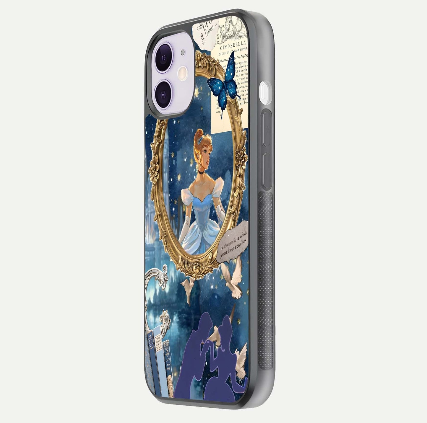 Midnight Queen Glass Case for iPhone 11 side-angle image showing reflection brightness and elegant tone
