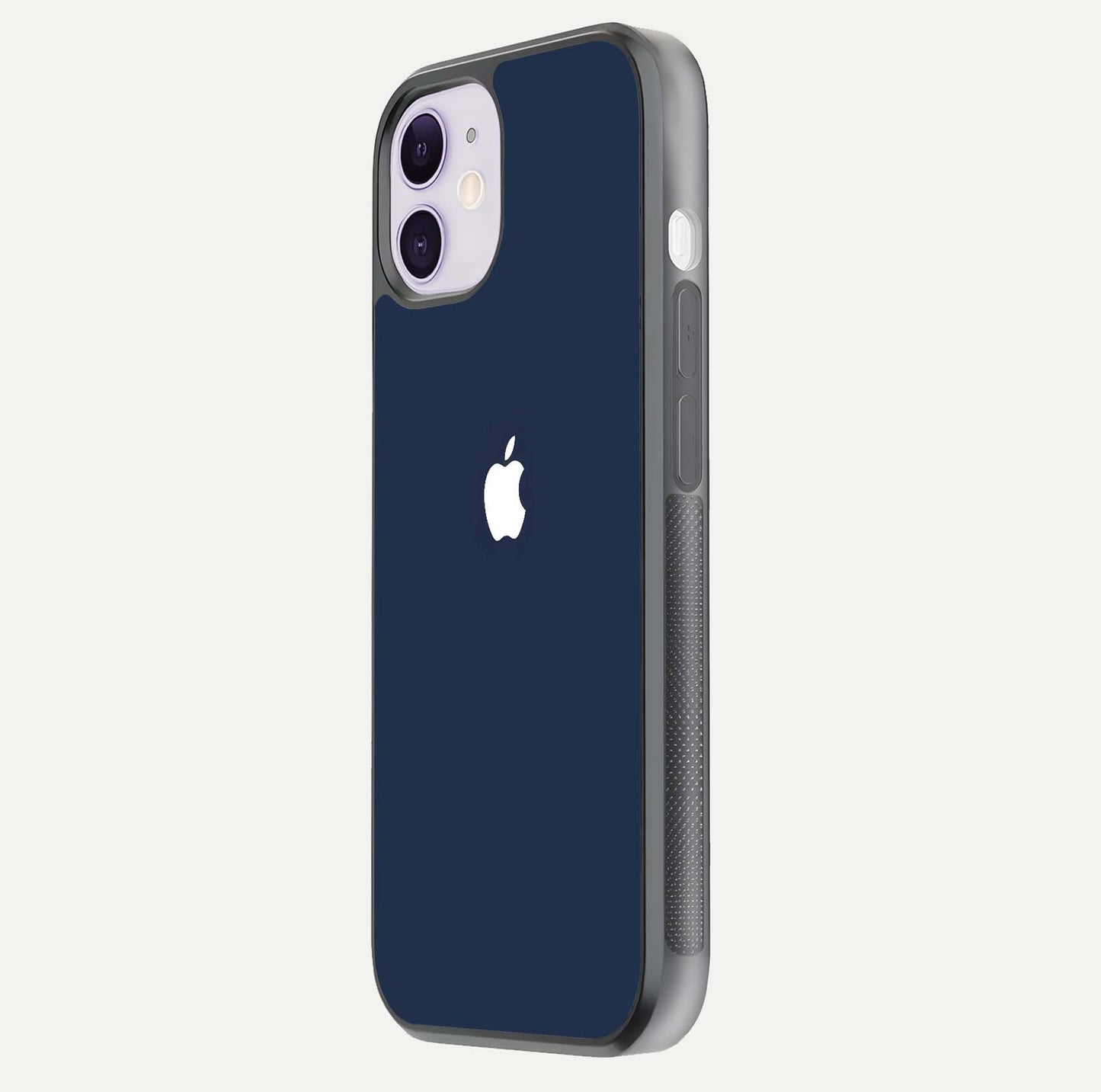 Minimal Apple Night Glass Case for iPhone 11 side-angle image showing sleek reflection and clean gloss